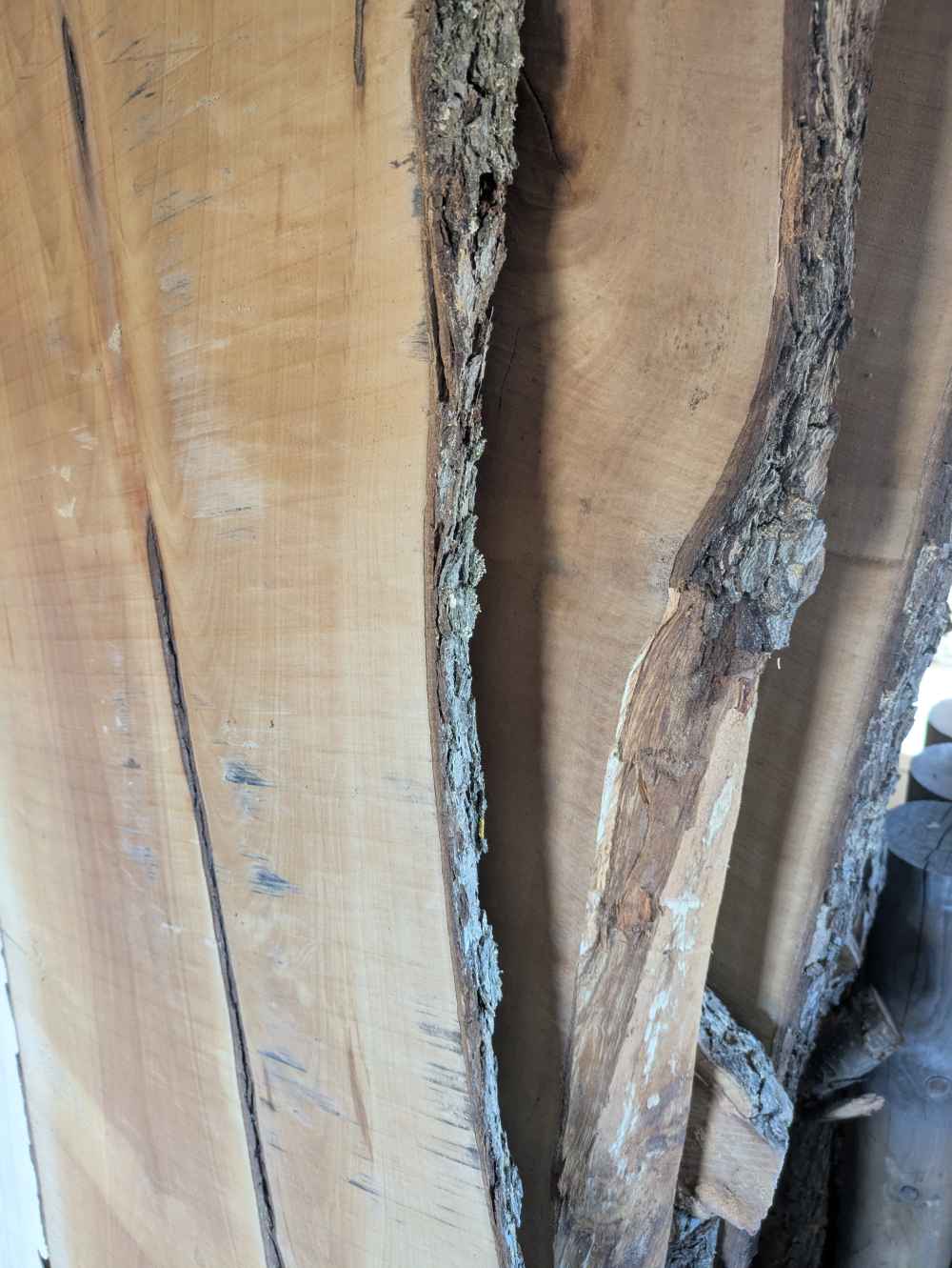 Massive Bohle mit Baumkante